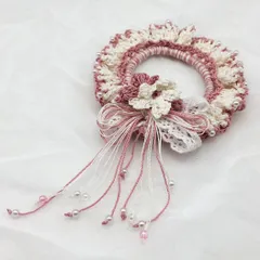 シュシュ　ハンドメイド　かぎ針編み　レース編み　レース