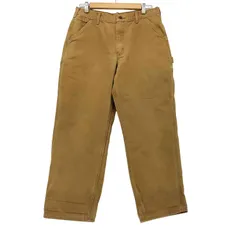 カーハート Carhartt USA製 Dungaree FiT 革パッチ ダック地 ペインター パンツ メンズ  34×30