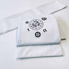 ★ 美品　つくり帯　スチームパンク風　刺繍　時計★r642