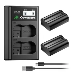 Powerextra EN-EL15a EN-EL15b EN-EL15c バッテリーとデュアル USB 充電器セット、Nikon Zf,Z8,Z7,Z7II,Z6,Z6Ⅲ,D7500 D7000, D7100, D7200 D500, D600, D61…