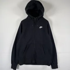 古着 ナイキ NIKE パーカー フルジップ スウェット フーディ フード紐 ワンポイントロゴ刺繍 ラグラン L  ブラック メンズ