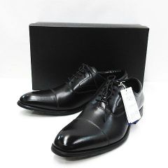 未使用品 phiten ファイテン ビジネスシューズ ストレートチップ 防水設計 ブラック メンズ 26.5cm P101N 265 箱付き MF0001-0627①