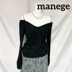 M 美品✨ manege マネージュ チェーン付き Vネック カットソー 肩出し オフショル チェーンオフショルで攻める！デコルテをすっきり見せながら、お洒落度UP ブラック サイズM S602 0365