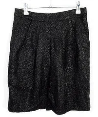シップス SHIPS BONOTTO スカート コクーン タイト ミニ ひざ丈 タック バックファスナー スリット ウール ラメ ツイード調 総柄 38 黒 ブラック ボトムス /T2