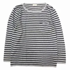 サンローラン SAINT LAURENT ポケット ボーダー柄 薄手 ニット セーター 長袖 カットソー 313817 Y1AHJ グレー ブラック ur237 /T2Kのサムネイル