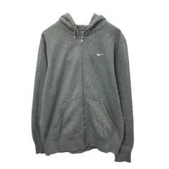 NIKE ロゴスウェット パーカー M グレー ナイキ ジップアップ ワンポイント 刺繍 スポーティー シンプル 古着卸 アメリカ仕入 a708-6201