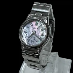 稼働 良品 CITIZEN シチズン wicca ウィッカ Eco-Drive レディース腕時計 ピンクブルーシェル文字盤 ソーラー