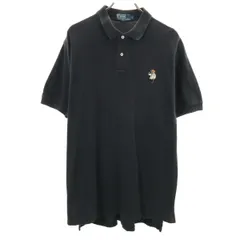 Polo by Ralph Lauren ポロバイラルフローレン 半袖 鹿の子 ポロシャツ L ブラック メンズ 古着