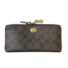 RE127 COACH コーチ 長財布 ウォレット ブラウン ピンク シグネチャー レディース