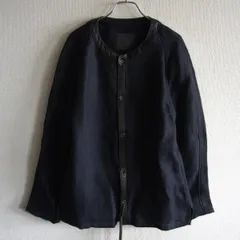 【極美品】ISAMU KATAYAMA BACKLASH【カウレザー 切替 リネン ノーカラージャケット 】L イサムカタヤマ バックラッシュ25100370のサムネイル