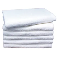 【特価セール】バスタオル 薄手 綿100％ 120ｘ60 cm 業務用 まとめ買い (白 6枚)