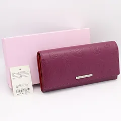新品同様 箱付 定価約￥21,000 サマンサタバサ ディズニーコラボ 長財布 レッドパープル 牛革 KYM