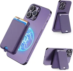 SHANSHUI Magsafe 対応 カードケース スマホスタンド カードホルダー 脱着簡単 片手操作便利 MagSafe対応 iPhone 16/15/14/13/12シリーズ兼用 ウォレット式 マグセーフ(「4枚カード収納」パープル)