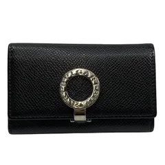 BVLGARI ブルガリ 6連 キーケース ロゴクリップ レザー ブラック
