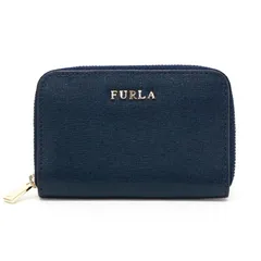フルラ FURLA バビロン キーケース ジップアラウンド ウォレット サフィアーノレザー 920992 コインケース ラウンドファスナー カードケース コンパクトウォレット マルチケース レディース ネイビー 中古 mbf02001