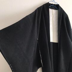 Used＊地模様黒羽織 着物 和コーデ ガウン