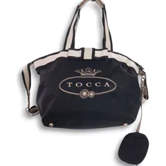 TOCCA トッカ パスケース付き★ ビッグ ロゴ 2WAY ショルダー トート バッグ マザーズバッグ Sz.F レディース 黒