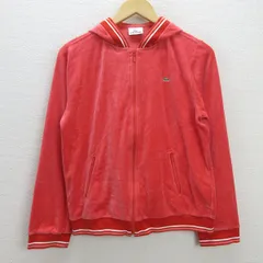 G■ラコステ/LACOSTE ベロアフルジップパーカー【42】赤系/LADIES/93【中古】■