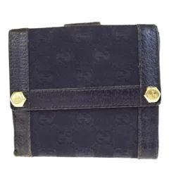 【中古】 グッチ GUCCI 三つ折り 財布 GG柄 ブラック キャンバス レザー 06H1134