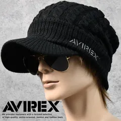 AVIREX アビレックス ニットキャップ ニット帽 NEK 帽子 大きい 大きめ 大きいサイズ ニット素材 メンズ レディース アヴィレックス ブランド ミリタリー アメカジ ストリート アウトドア  80625200 7987275 (ブラック)