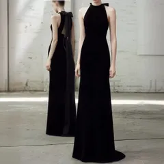 【新品?未使用】 カラードレス ロングドレス 演奏会 パーティードレス 赤 ベルベット ウェディングドレス ホルターネック 発表会 二次会 披