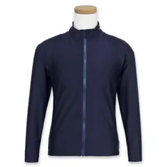 【ネイビー】 ラッシュガード スクール 長袖 ファスナー フードなし 黒 紺 (1854735) 120 130 140 150 160 170cm 男の子 女の子 男子 女子 小学生 中学生 高校生 ジュニア キッズ スクール水着 前開き 送料無料