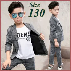 130 男の子 フォーマル スーツ キッズ ジャケット パンツ チェック 子供服