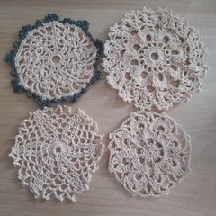【手編み】フラワーモチーフ　コースター　レースセット