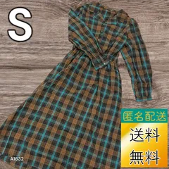 【送料無料】【古着未使用】レディース ワンピース Sサイズ ブルー系 チェック柄 洗濯タグなし A1632