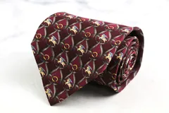 バーバリーロンドン ブランド ネクタイ ホースマーク ドット 小紋柄 シルク PO メンズ ワインレッド BURBERRY LONDON 【中古】
