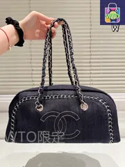 【今日特価】Vintage CHANEL ヴィンテージ ボウリング シングルショルダーバッグ 25×20cm-WTO輸入
