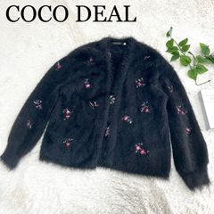 COCO DEAL 刺繍 ニット セーター 花柄 黒 カーディガン - メルカリ