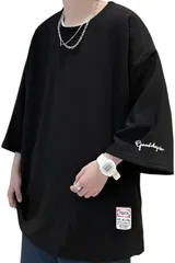 [エンプティオ] キレイめ 涼しい プルオーバー uネック スポーティ ストリート系 ベーシック 部屋着 通気性 ワンポイント アウトドア 半袖 ジャージ 運動 ストリート トレーナー プルオーバー カジュアル カットソー モード系 ル [ブラック] [XL]