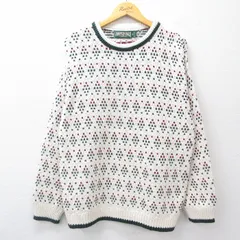 L/古着 アメリカンイーグル 長袖 セーター メンズ 90s コットン クルーネック 生成り他 25oct14 中古 ニット トップス