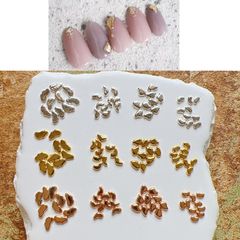 120個 不規則メタリックネイルパーツセット シルバー/ゴールド/ローズゴールド ネイルアートデコレーションJA001