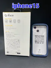 iFace Reflection iPhone 15 ケース クリア 強化ガラス 透明クリア アイフェイス 新品 透明アイフォン15 リフレクション カバー スマホケース 透明 耐衝撃 iPhoneケース クリアケース ネイビー