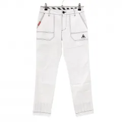 【美品】ルコックゴルフ パンツ 白 ステッチネイビー ストレッチ レディース 7 ゴルフウェア le coq sportif