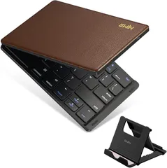 新型 Bluetoothキーボード 折りたたみ式 157g 超軽量 薄型 レザーカバー 財布型 ブルートゥース キーボード マルチペアリング USB-C充電式 カバー スマホ用 iPad用 iPhone用 スタンド付き【日本語説明書】(Brown)