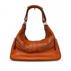 TOD’S トッズ ミキー バッグ ハンドバッグ ワンショルダーバッグ レザー バッグ オレンジ ジップ サイドロゴ レディース 中古