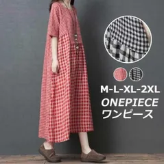 春夏注目❤️赤チェックロングワンピース お出かけに最適 170611187-1.jpg