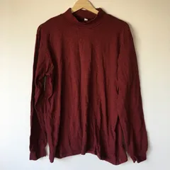 ユニクロ モックネックカットソー メンズ XL レッド/ボーダー 2691202510080037