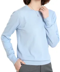 [グリーンパキラ] オフィスカジュアル レディース ニット トップス 秋冬 春 セーター カットソー リブニット 薄手 ニットセーター レディーストップス 長袖 スーツインナーレディース 50代 40代 大きいサイズ プル [ライトブルー] [XL] [標準]