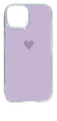 【新品未使用】iPhone15 アイフォン15 クリア ハードケース (ラベンダー) 小ハート ワンポイント くすみカラー カバー スマホケース cl-ip15-358
