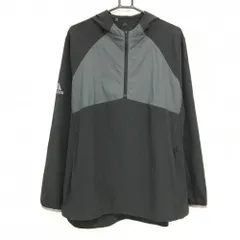★SALE価格★【美品】アディダス ブルゾン 黒×グレー ハーフジップ フード付き メンズ XO ゴルフウェア 大きいサイズ adidas
