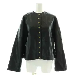 ミラオーウェン Mila Owen 23SS フェイクレザー金釦ノーカラージャケット 革ジャン ブルゾン ジャケット シングル 1 M 黒 ブラック 09WFJ231172 /NW38のサムネイル