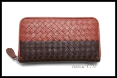 新タグ希少美中古■BOTTEGA VENETA イントレチャート レザー ラウンドファスナー 長財布 ボッテガヴェネタ■0529qx50-6