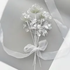 【お得なブーケ】薔薇とかすみ草のブーケ（グリーングラデ/パール）6本セット　b2037