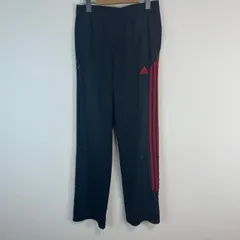 adidas アディダス トラックパンツ ジャージ スリーストライプス ワンポイントロゴ ロゴ刺繍 ブラック レッドストライプ Sサイズ メンズ 古着 スポーツミックス ストリート カジュアル