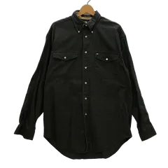 90's TOMMY HILFIGER/90年代 トミーヒルフィガー フラッグタグ ヴィンテージ ダブルポケット コットン 無地 オリーブグリーン 長袖 シャツ ボタンダウン ワンポイント刺繡 フィリピン製 メンズ M オリーブグリーン