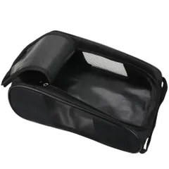 シューズケース シューズバッグ 靴入れ 無地 ダブルファスナー メッシュ 通気性 運動靴 革靴 (ブラック) [ブラック]